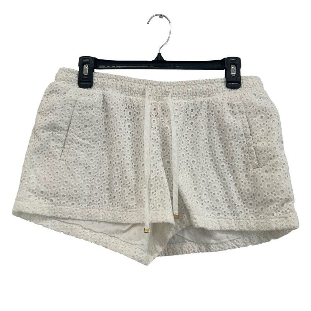 Lilly Pulitzer Baybreeze Eyelet Shorts White Size M Bubble Hem Summer
